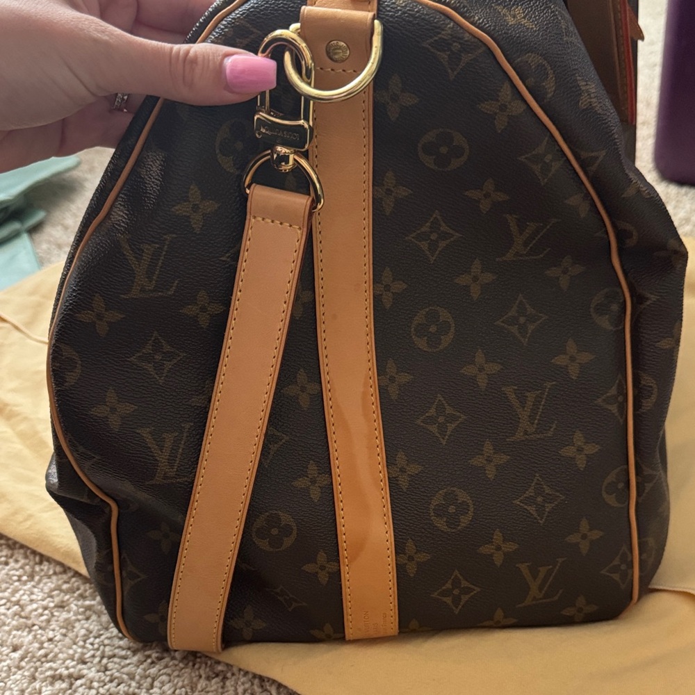 Louis Vuitton Brown Monogram Canvas 55 Duffel with Tan Leather Trim - Picture 5 of 16